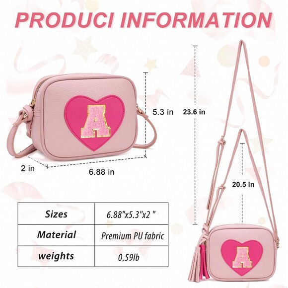 Sweet Initials & Tassels - Toddler Girls Heart Purse, Perfect for Essentials - Picture 3 of 7